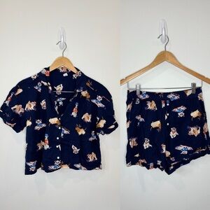 Old Navy Blue Dog Print Women’s Pajama Set (Small)